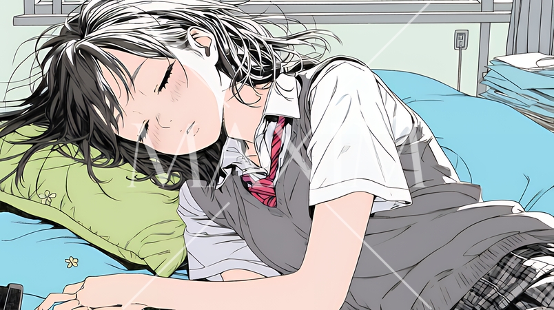幸せそうな寝顔で眠っている若い女性