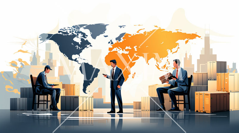 貿易と国際ビジネス：国際的なビジネス取引、輸出入。