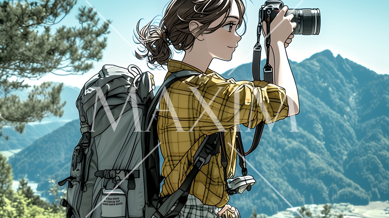 一人で撮影旅行に来ている若い女性