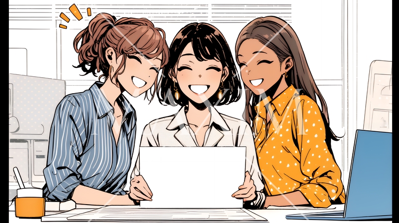 企業内グループミーティングをしている女性たち