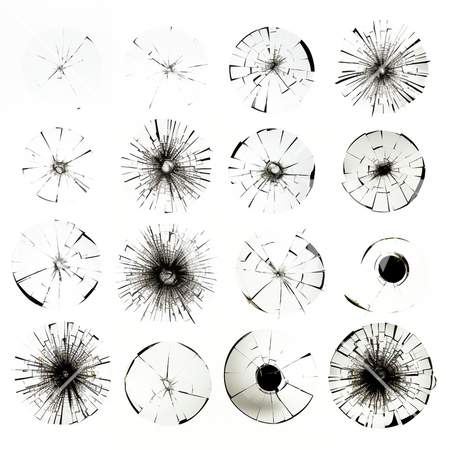 弾痕：ガラスに命中した銃弾の跡