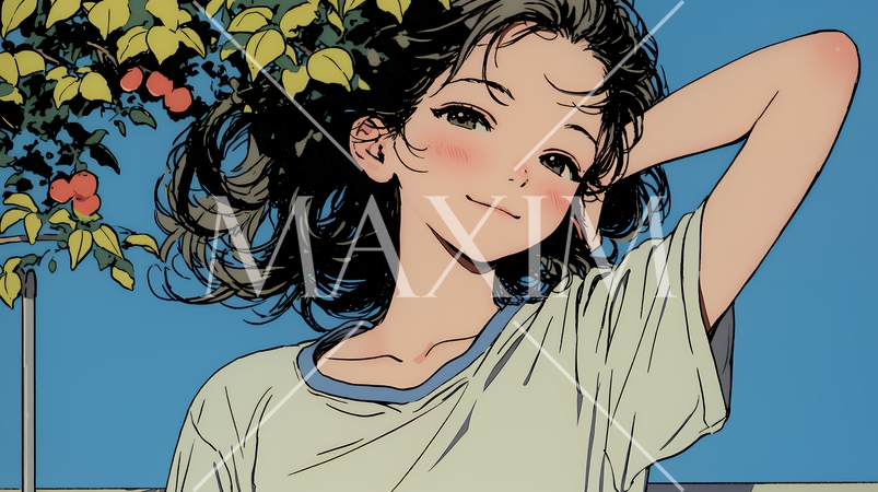 髪をかきあげている（なでている）若い女性