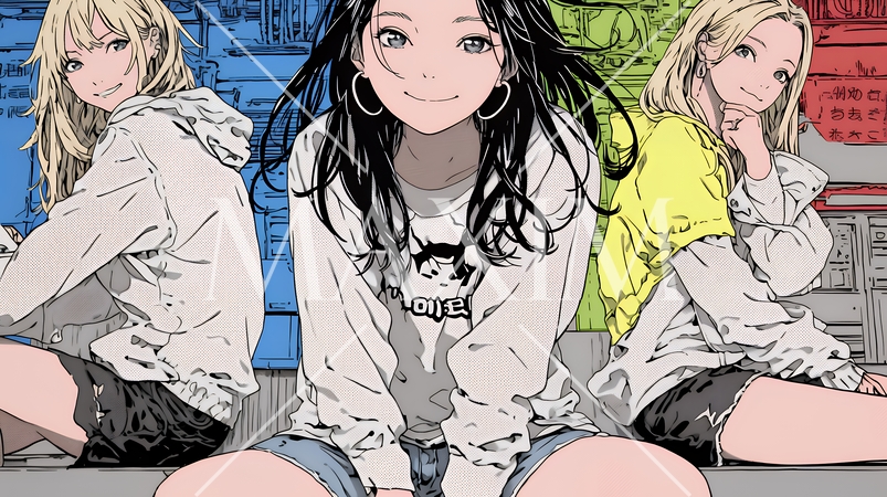 決めポーズをしている若い女性たち