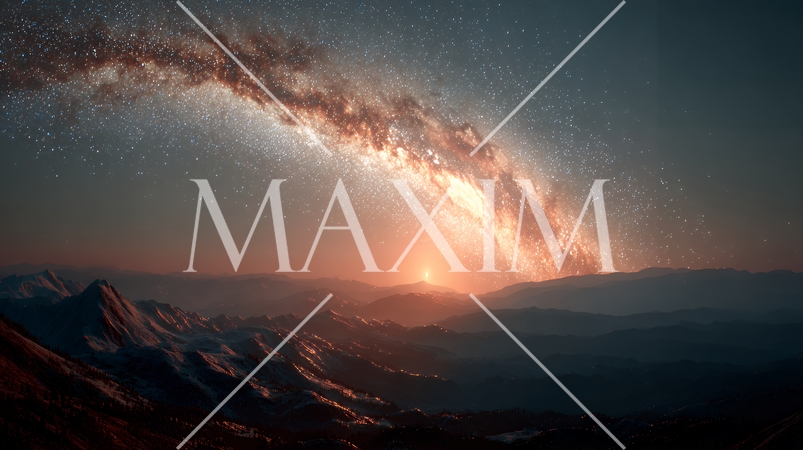 天文学のポスター用図版：天の川とランドスケープ