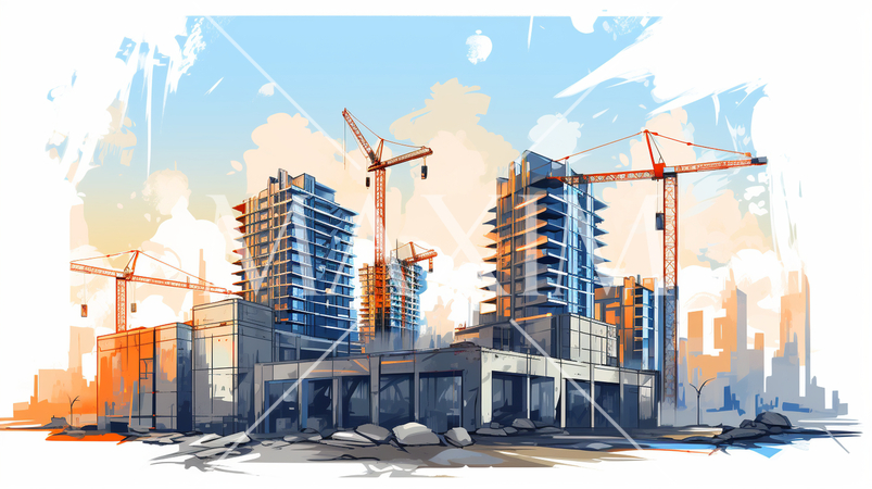 都心のビル建設現場、プロジェクト管理。