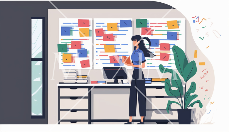 たくさんの仕事の予定を抱える女性