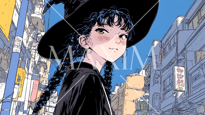 ハロウィンイベントに参加する若い女性