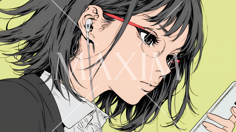 スマートフォンをいじくっている若いビジネスウーマン