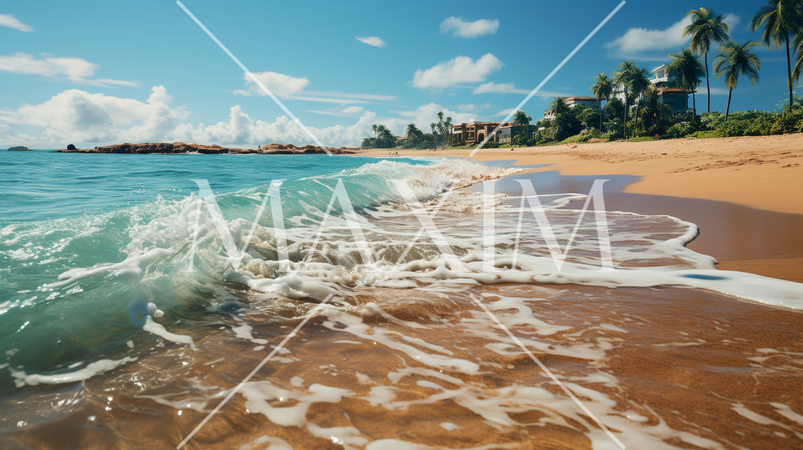 南国の海岸と青い海と青い空