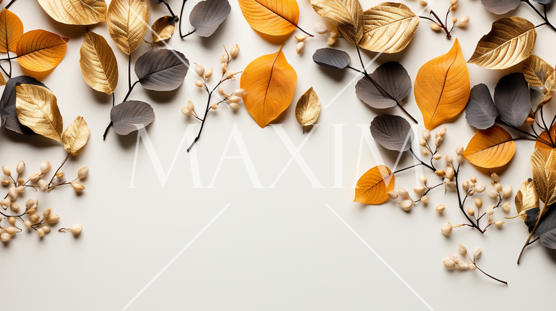 枯れ葉のある美しい秋の自然の白い背景：テキストコピースペースあり