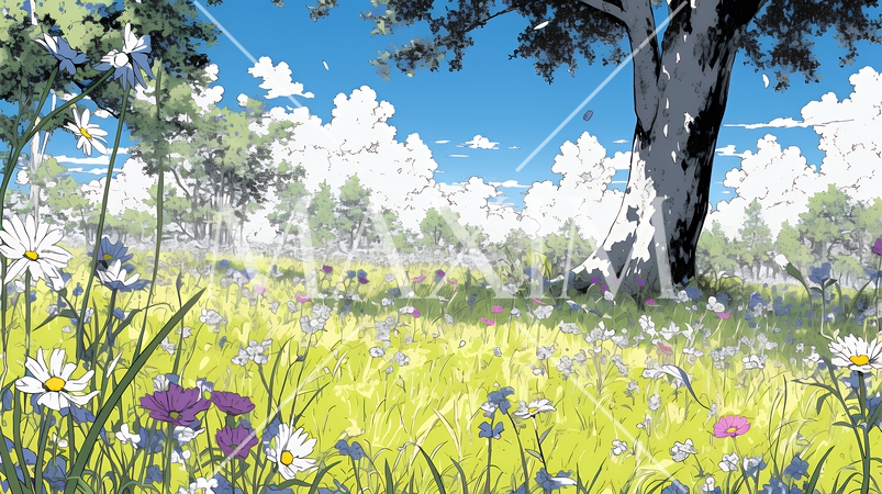 花が咲き乱れる春の野原