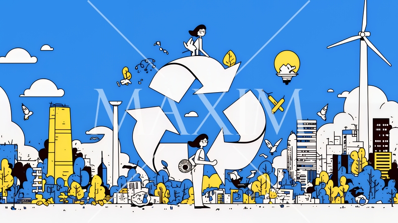 ESG経営とサステナビリティのビジネスコンセプト｜環境・社会・ガバナンスを表す企業向けイラスト