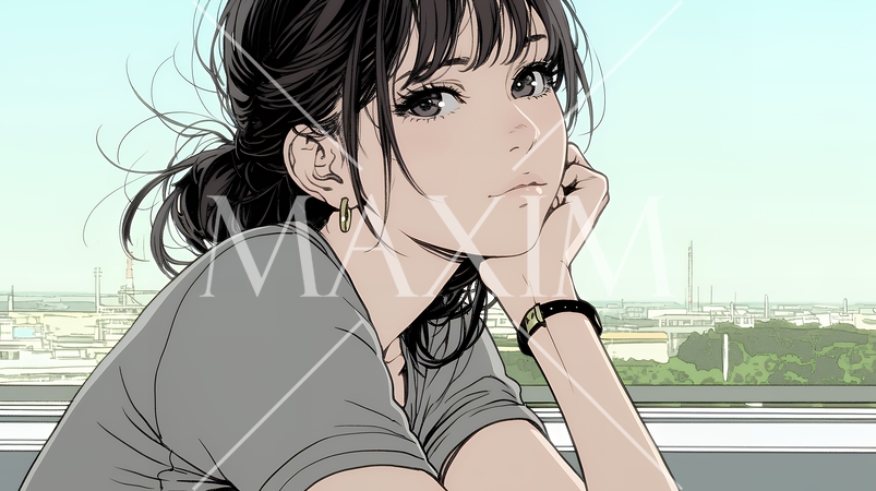 考え事をしている若い女性