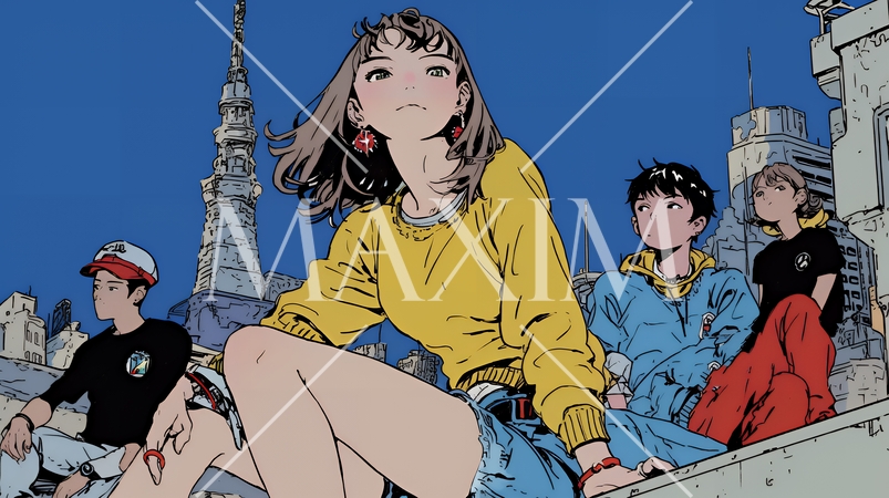 夜の街でたむろっているティーンエージャーたち