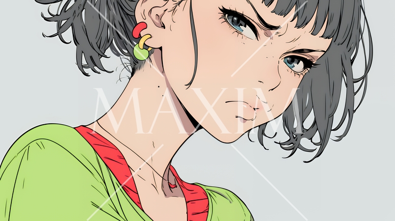 イライラした表情で口をとがらせて舌打ちをしている若い女性