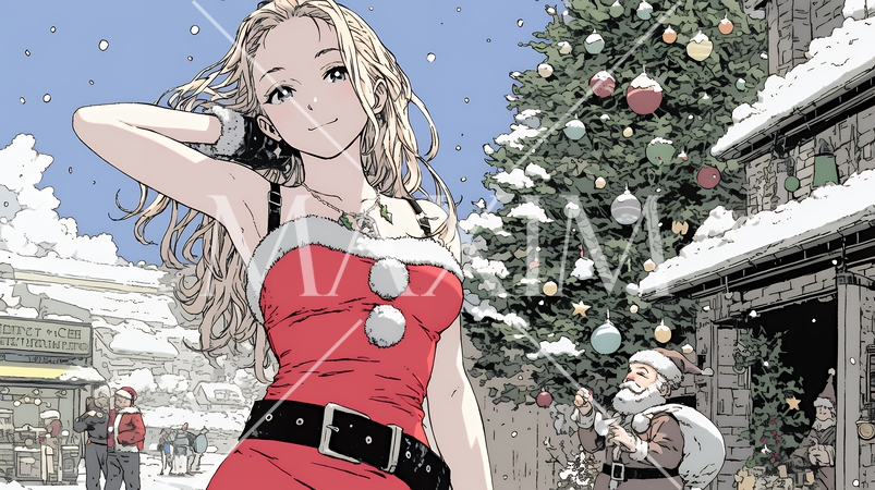 女性のサンタクロース（サンタのコスプレイヤー）