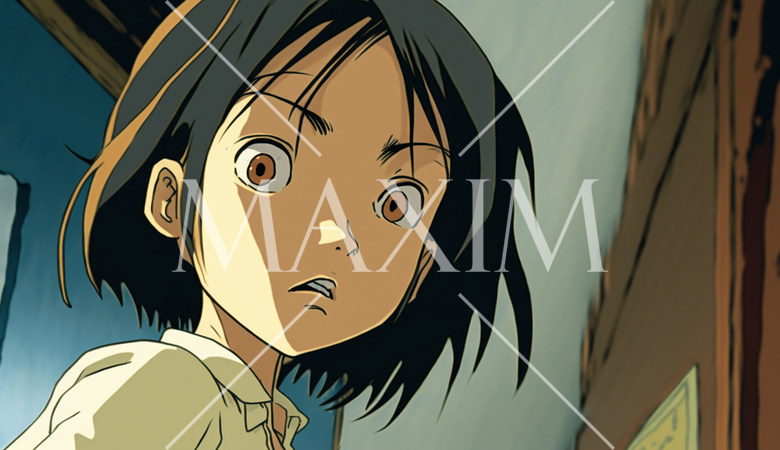 下を見つめて驚いている少女