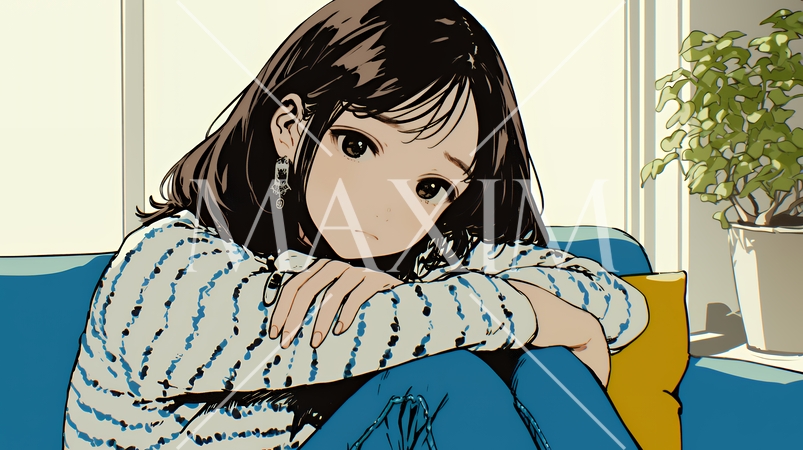 腹痛（生理痛）に苦しむ若い女性