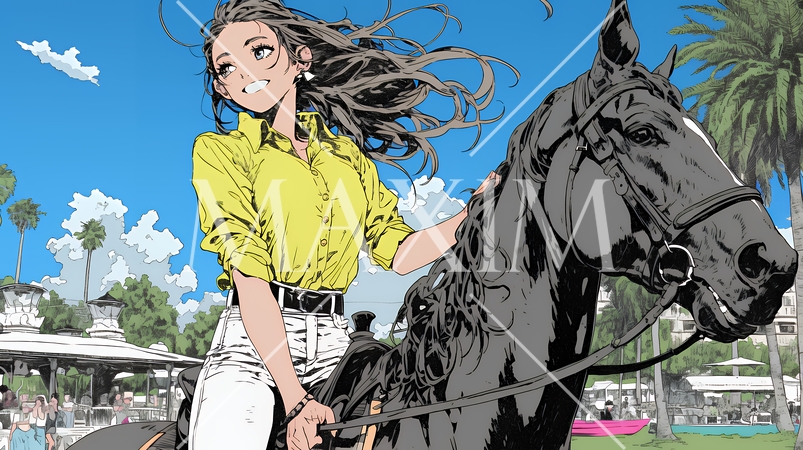 乗馬をしている若い女性