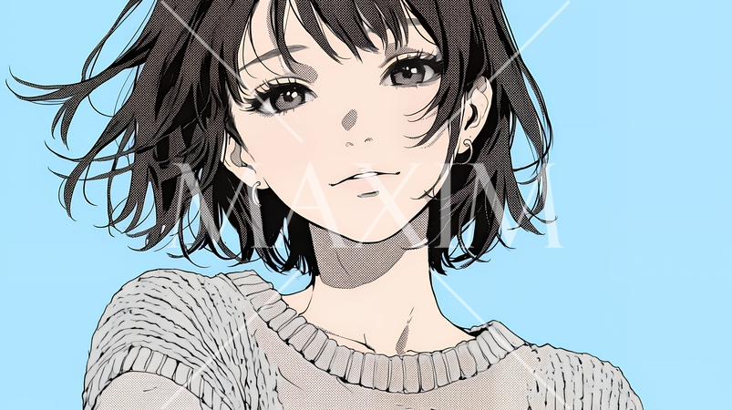 悲しげな目で微笑む（Smiling with sad eyes）若い女性