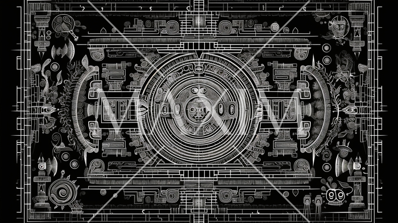 古代の壁画の背景：災害の様子を表したとされる（フェイク）