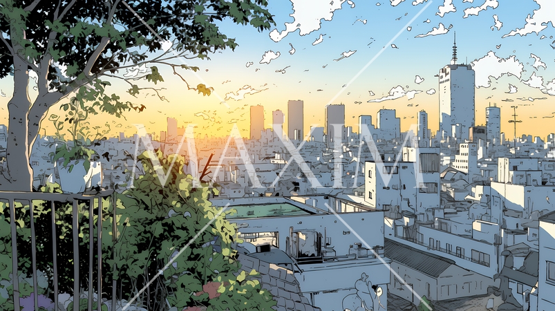 大都会の日没（日の出）とランドスケープ