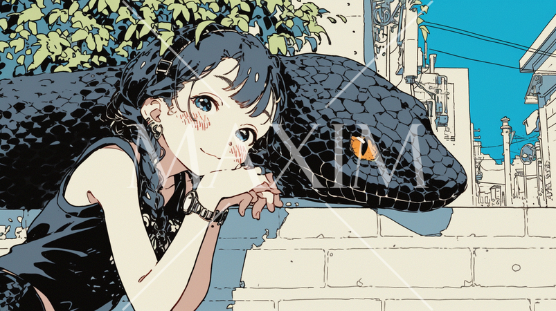 大蛇：若い女性とお友達