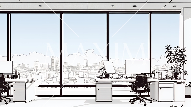 近代的なオフィス空間（シンプルな色使い）