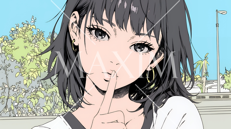 指を唇に当てて「シーShh」というジェスチャーをしている女性