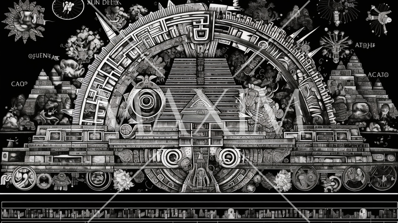 古代の壁画の背景：災害の様子を表したとされる（フェイク）