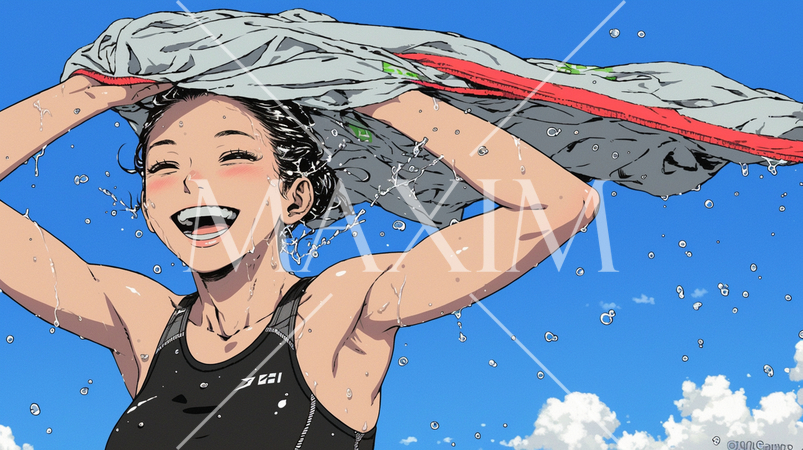 南国の海を満喫中の若い女性