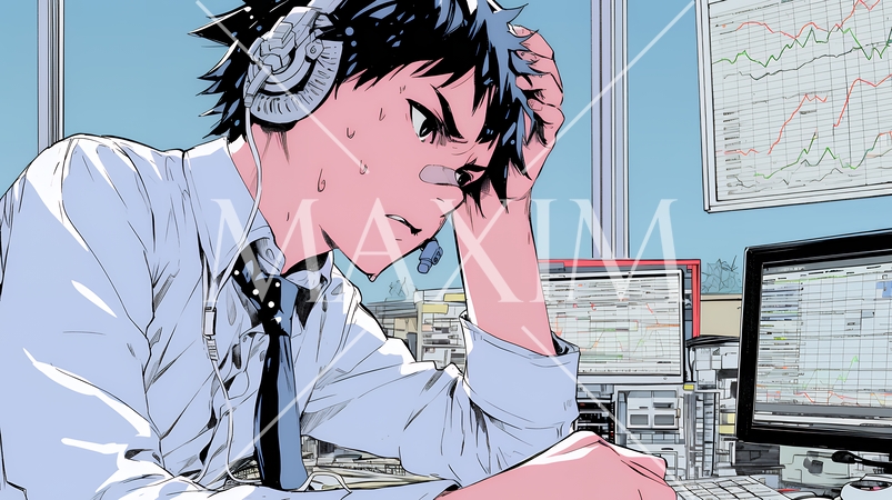 金融市場の急激な変動で頭を抱えている男性