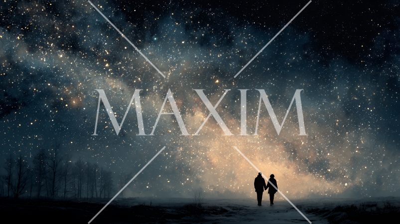 宇宙空間で二人で手を取り合う恋人たち