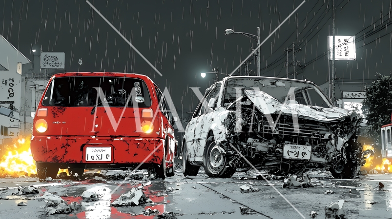 街中での自動車事故