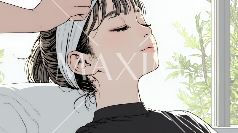 リゾートスパでエステ・マッサージを受けている女性