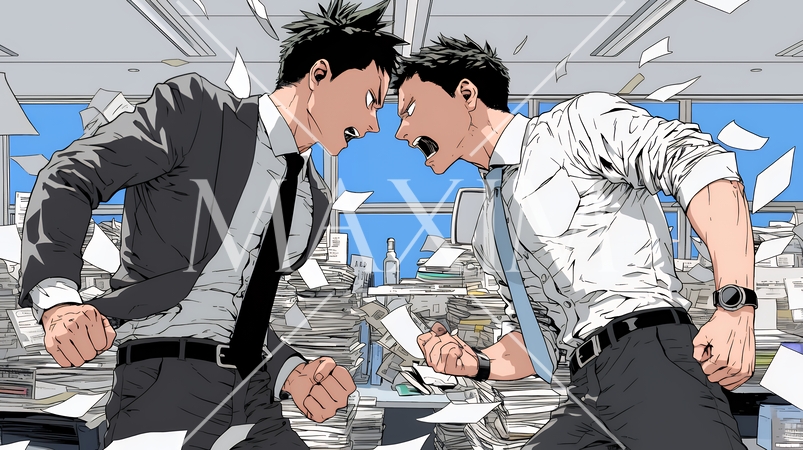 オフィスで言い争いをしているビジネスパーソン