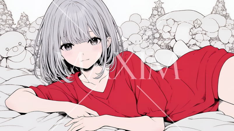 クリスマスファッションの若い女性