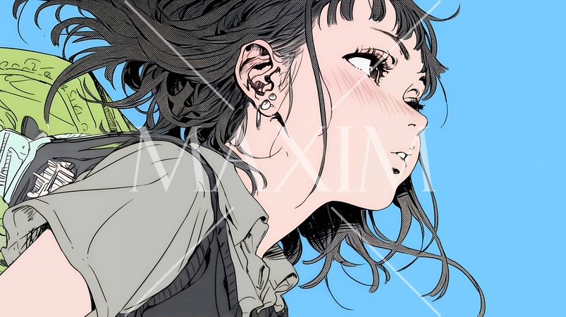 キスの仕草（おねだり）をしている若い女性