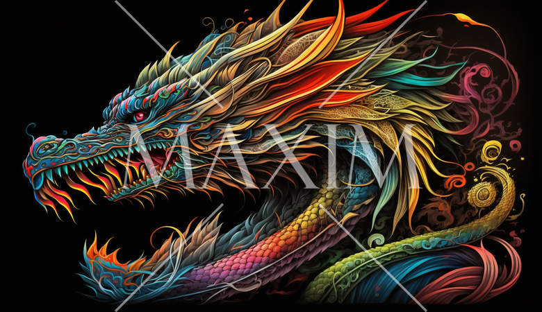 龍のカラフルなラインアート