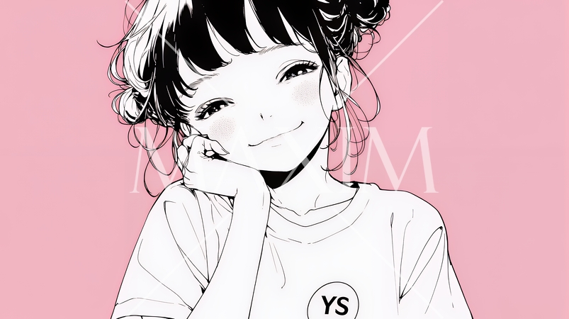 満面の笑みでYesと言っている若い女性（シンプルな色使い）