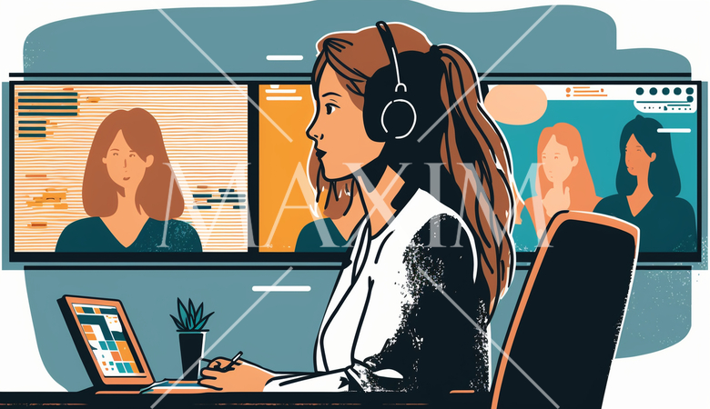 ビデオ会議：遠隔会議、オンラインコラボレーション。