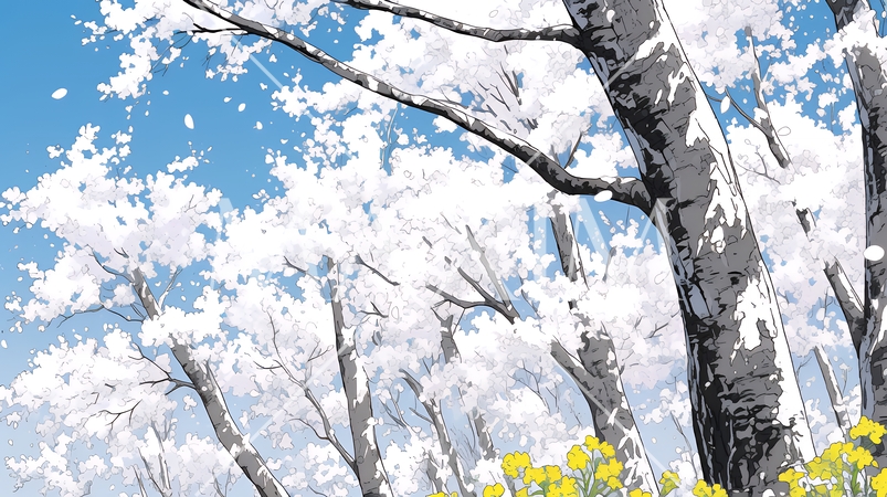 誰もいない満開の桜並木