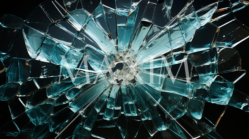 ガラスにできた弾痕：精緻CG