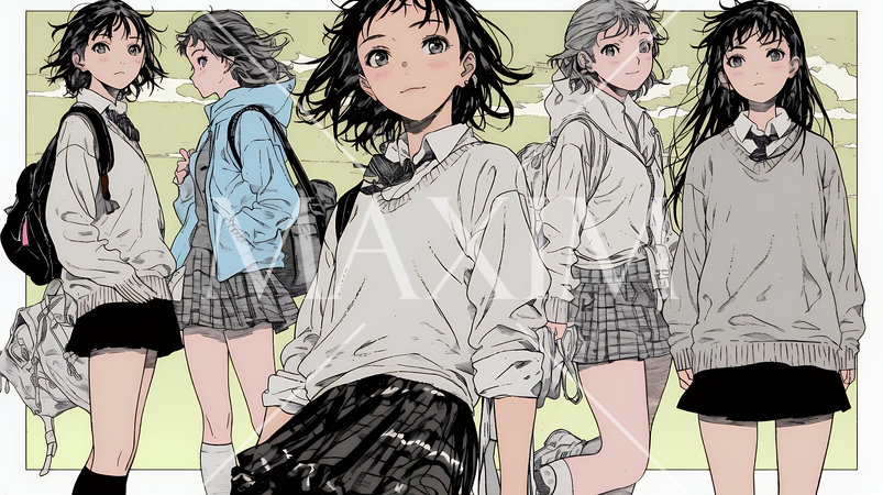制服姿の女子高生：決めポーズ