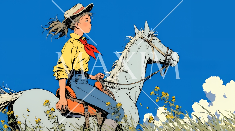 乗馬をしている若い女性