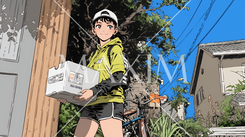 若い女性の宅配配達員（ドライバー）