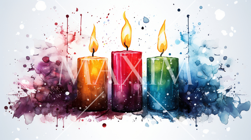 クリスマスを彩る色とりどりのキャンドル