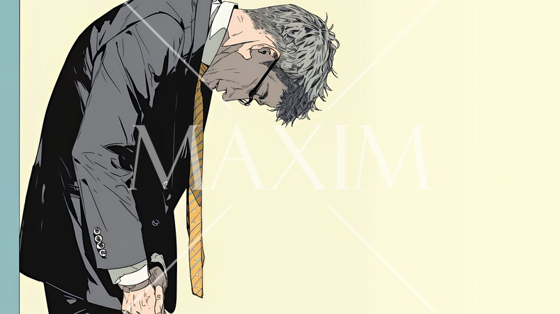 ミスやトラブルを反省してうなだれるビジネスマン｜落ち込む会社員のビジネスイメージイラスト