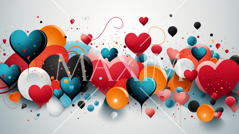 ハートがいっぱいのコピースペースのあるカラフルな背景