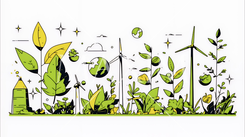 エコとサステナビリティのビジネスコンセプト｜地球と再生可能エネルギーで考える環境問題イラスト